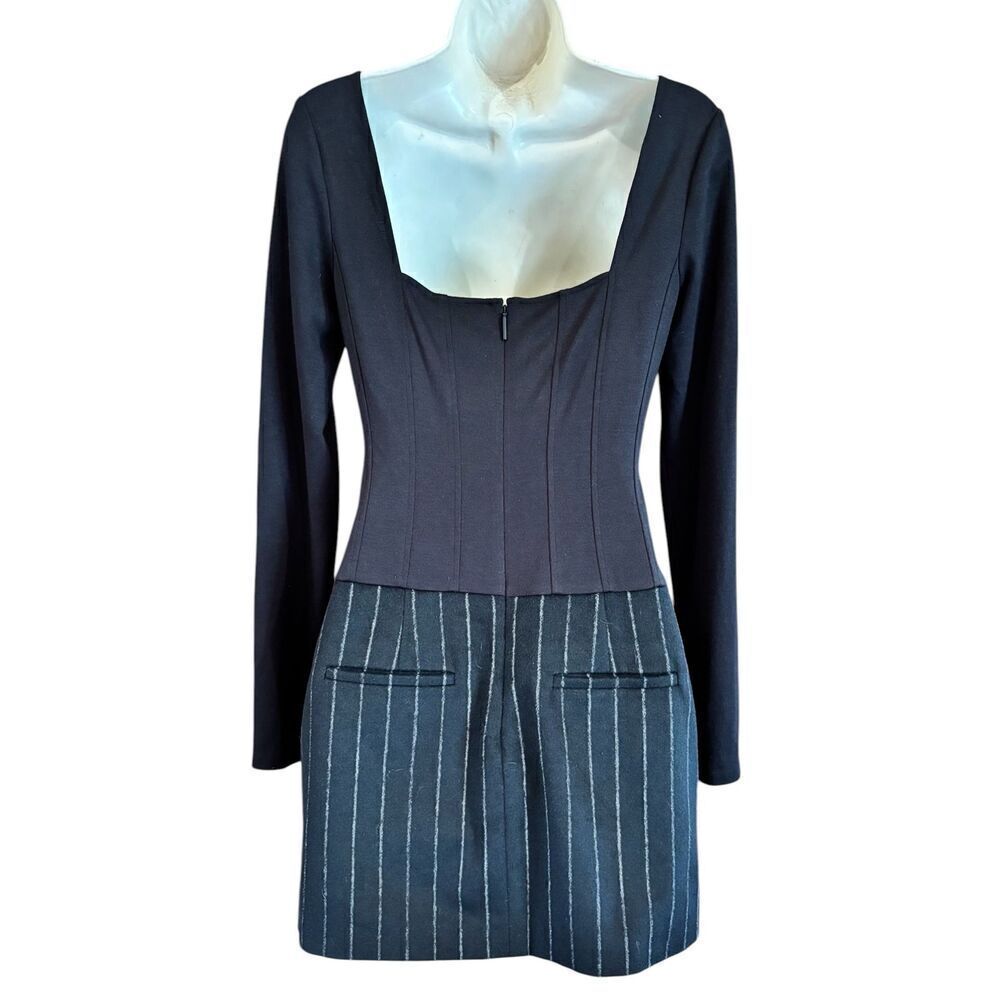 Jason Wu Boat Neck Dress with Pinstripe Combo Skirt in Black NWT Size 6 - Picture 7 of 10